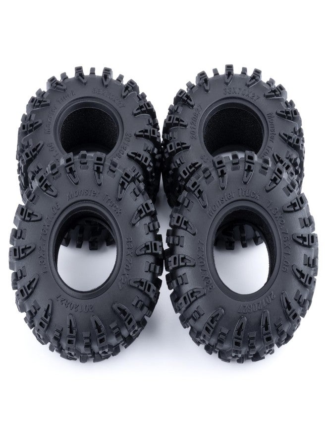 JGGZONE 1.3 RC Crawler Tires with Foam Insert 1/18 1/24 Soft Rubber Mud Grappler Wheels Tyres OD 70mm/2.76inch 1.3" All Terrain Tires for 1/18 Traxxa TRX4M 1/24 SCX24 RC Crawler Car Upgrade (Black A) - Image 4